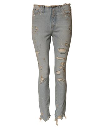 Dolce & Gabbana Womens Light Blue High Waist Skinny Denim Jeans Cotton Elastane Clothing