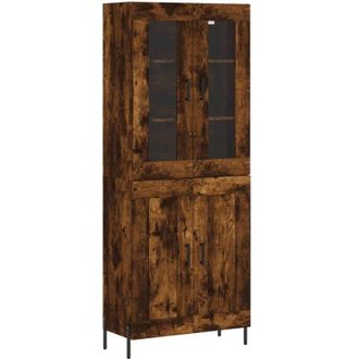 vidaXL Vidaxl - Aparador Alto Madera Contrachapada Roble Ahumado 69,5x34x180 Cm