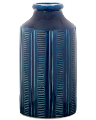 Melrose International Blue Etched Terracotta Vase