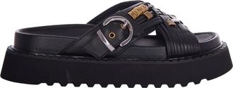 Pinko Kate 09 Slippers - Dames - Sandalen - Zwart - 37 EU - Leer - Schoenen