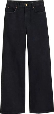 B Sides Zwarte Wijde Pijp Jeans Elissa - Dames - Cropped Jeans - Zwart - W25 - Katoen - Jeans