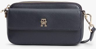 Tommy Hilfiger Womens Monogram Pebbled Crossbody Bag - Blue
