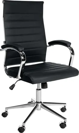 Clp Silla De Oficina Mollis De Cuero Aut&eacute;ntico Negro