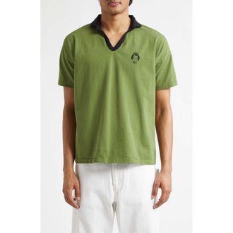 Bode Cat Patch Cotton Polo in Green at Nordstrom, Size Xx-Large