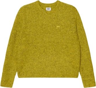 Obey Dexter Sweater - Heren - Ronde hals truien - Geel - S - Wol - Truien & Vesten
