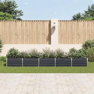 Berkfield Home Garden Raised Bed Galvanised Steel 400x80x45 cm Anthracite in Black | Size: 400 x 80 x 45 cm