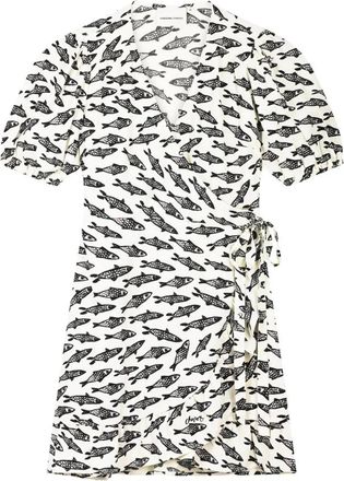 Fab By Fabienne Chapot Ariel Jurk - Dames - Wikkelkleedje - Beige - XS - Leer - Kleedjes