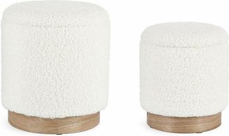 BIZZOTTO Poltrona Pouf Zoya per interno, con struttura In mdf e compensato Set da 2 pezzi -Bianco