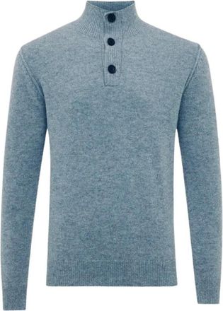 Genti Blauwe Coltrui 3 Knopen - Heren - Coltruien - Blauw - L - Truien & Vesten