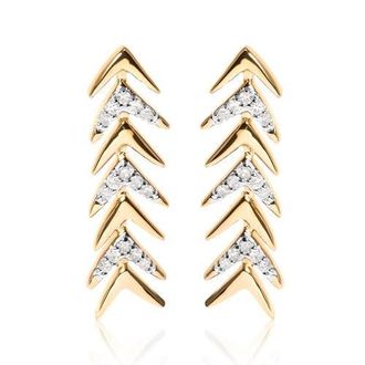 House of Brilliance 18K Yellow Gold Plated Silver 1/5 Ct Diamond Chevron Arrow Stud Earring at Nordstrom