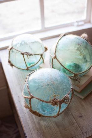 Kalalou Antique Glass Float With Rope