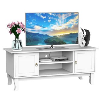 HOMCOM TV Stand Unit Corner Table - MDF-Ivory White - Home Living | TJ Hughes