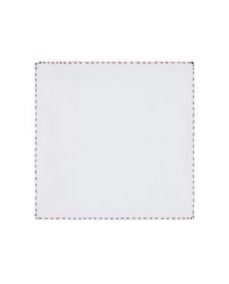 Robert Talbott Carlton Linen Cross Stitch Border Pocket Square in White/red at Nordstrom