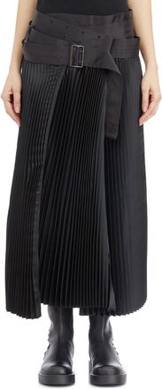 Junya Watanabe Womens Gonna Plisse Con Cintura - Black Cotton - Size Small