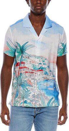 Vintage Summer Swimwear Vintage Summer Printed Textured Camp Shirt