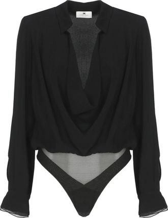 Elisabetta Franchi Bodysuit in georgette - Dames - Bodies - Zwart - XS - Tops