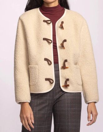 Pink Martini Lomas Fleece Coat Jacket In Beige