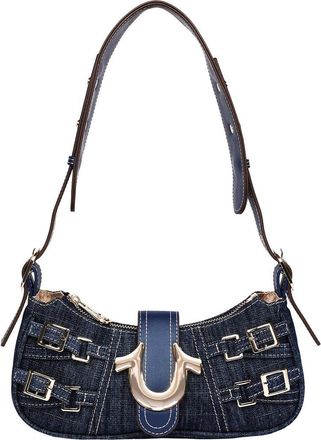 True Religion Multi-Strap Denim Shoulder Bag in Dark Denim at Nordstrom