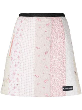 Marine Serre Mini-rok met patchwork - Roze