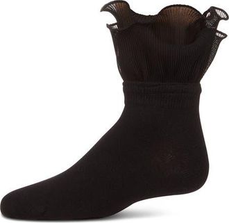 MeMoi Dual Layer Ruffle Anklet Socks in Black at Nordstrom, Size 6-12M