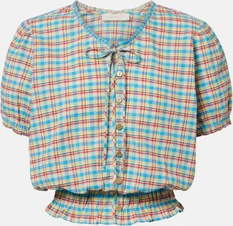 Faithfull The Brand Santana checked cotton-blend top