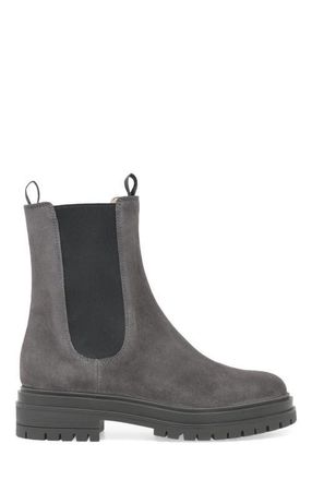 Gianvito Rossi Chester Biker Boots in Grey Suede at Nordstrom, Size 37.5
