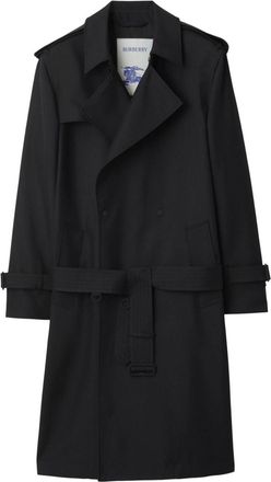 Burberry double-breasted belted trench coat - men - Polyester/Silk/Viscose - 50 - Black
