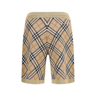Burberry Check Cotton Blend Bermuda Shorts - Beige