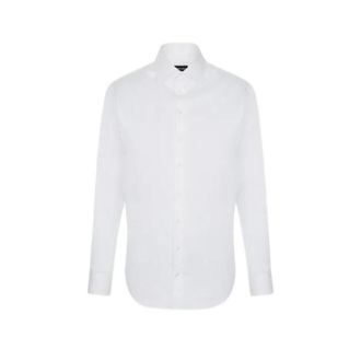 Emporio Armani Cotton Poplin Semi-French Collar Overhemd - Heren - Zakelijke Overhemden - Wit - XL - Katoen - Overhemden