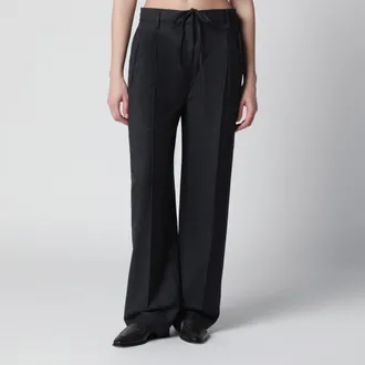 Prada Pantalone grigio in lana con motivo Check