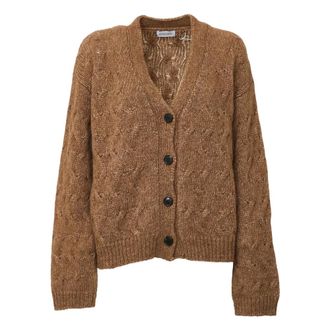Scaglione Cardigan in Maglia a Treccia con Scollo a V - - Knitwear - Donna - Marrone - L