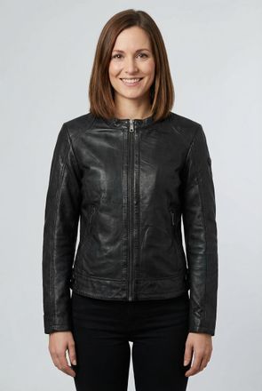 Mauritius Lederjacke MAURITIUS MWYouvie, Damen, Gr. 4XL (48), schwarz, Obermaterial: 100% Schafsleder, unifarben, regular fit h&uuml;ftlang, abgesteppte Kante, Jacke