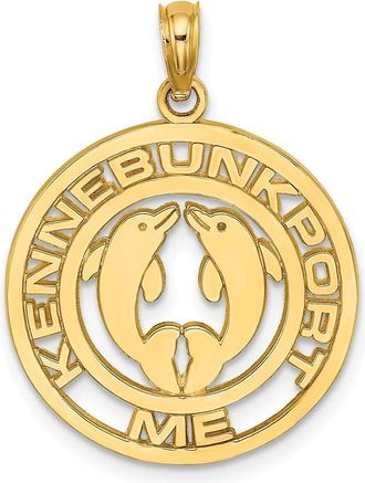 Diamond2Deal 14k Yellow Gold KENNEBUNKPORT Dolphins Charm