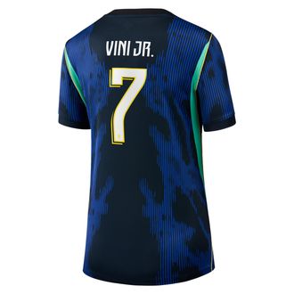 Nike Jordan Vin&iacute;cius J&uacute;nior Brazil National Team 2026 Stadium Away Jordan Womens Dri-FIT Soccer Jersey in Blue | NN203940209-CBF