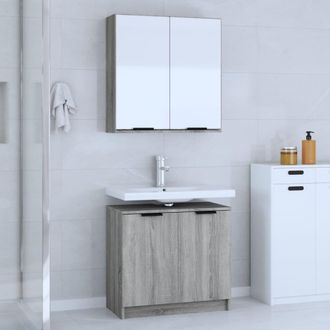 vidaXL Set De Muebles De Ba&ntilde;o 2 Pzas Madera De Ingenier&iacute;a Gris Sonoma Vidaxl