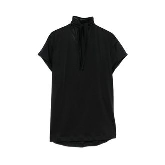 Christophe Lemaire Blouses, female, Black, Size: S Short Sleeve Foulard Top