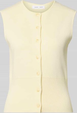 Sams&oslash;e & Sams&oslash;e Strickweste aus Viskose-Mix mit Rundhalsausschnitt in Hellgelb, Gr&ouml;&szlig;e XL