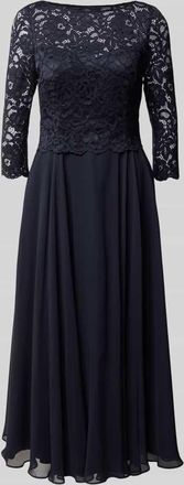 Christian Berg Cocktail Cocktailkleid mit Ausbrenner-Effekt in Marine Melange, Gr&ouml;&szlig;e 38