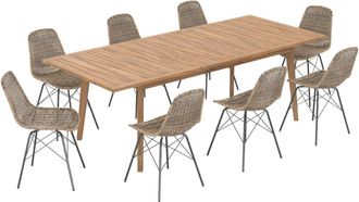 Rendez-Vous D&eacute;co Mesa y sillas de jard&iacute;n 8 personas madera de teca y resina trenzada
