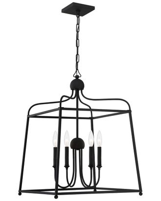 Crystorama Libby Langdon For Crystorama Sylvan 4-Light Black Forged Chandelier
