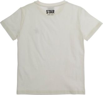 Golden Goose Boys T-Shirt With Metallic Print, White Cotton Hoods & Sweatshirts