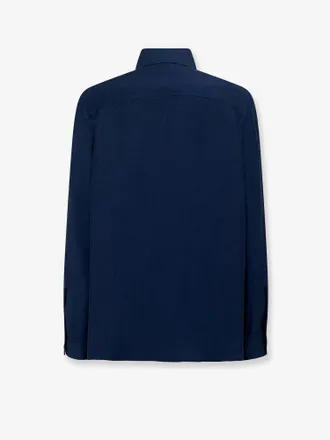 Laneus Viscose Linen Overshirt Shirt - Blue