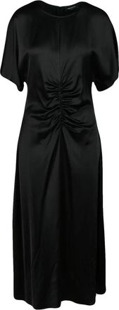 Fabiana Filippi Long Satin Dress Ruched - Black
