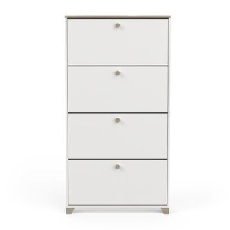 Calicosy Mueble zapatero de 4 puertas decor en roble y blanco - L80,8 cm
