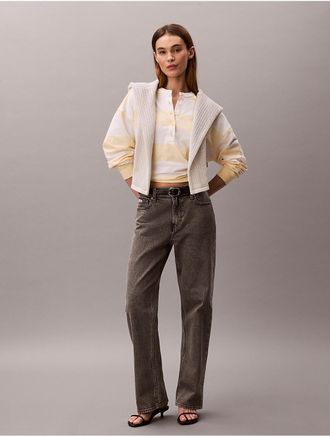 Calvin Klein Jeans Calvin Klein Womens Varsity Stripe Henley Top - White - XL