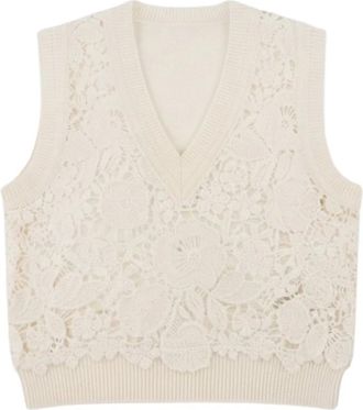 Ermanno Scervino Truien & Vesten, Dames, Beige, M, Mouwloze V-hals Vest