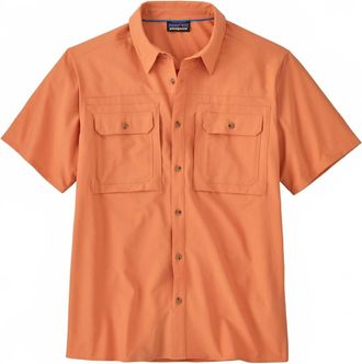 Patagonia Mens Short-Sleeved Self-Guided Sun Shirt In Rock Melon
