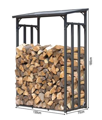 Quick-Star Quick-star - Metall Kaminholzregal Anthrazit 130 X 70 X 185 Cm Garten Kaminholzunterstand 1,6 M&sup3; / 2,5 Srm Kaminholzlager Stapelhilfe Aussen