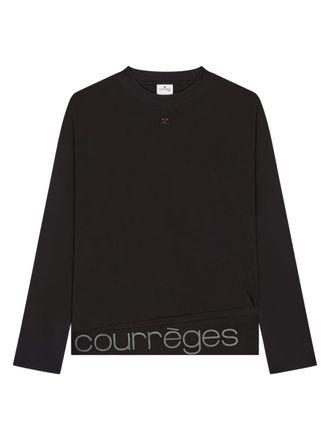 Courr&egrave;ges Long-Sleeved Cropped Silk And Nylon Top