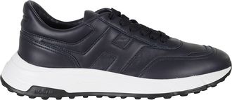 Hogan Blue Hyperlight Smooth Leather Rubber Sole Leather Sneakers